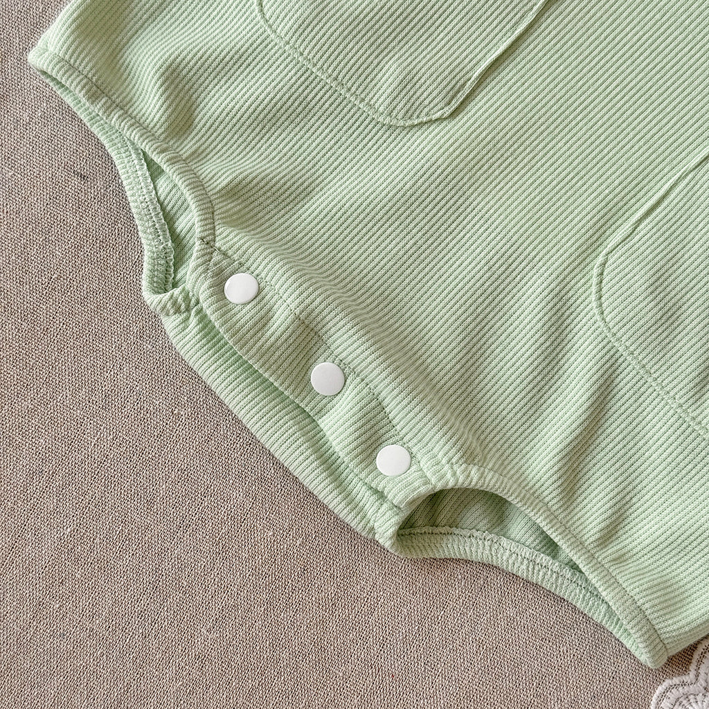 Baby 2Pcs Outfit Ribbed Overalls Romper & White Short Sleeve Tee