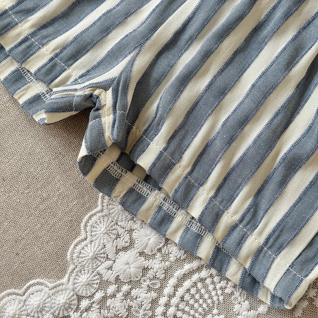 Baby Muslin 2Pcs Set Embroidered Bird Shirt & Striped Shorts