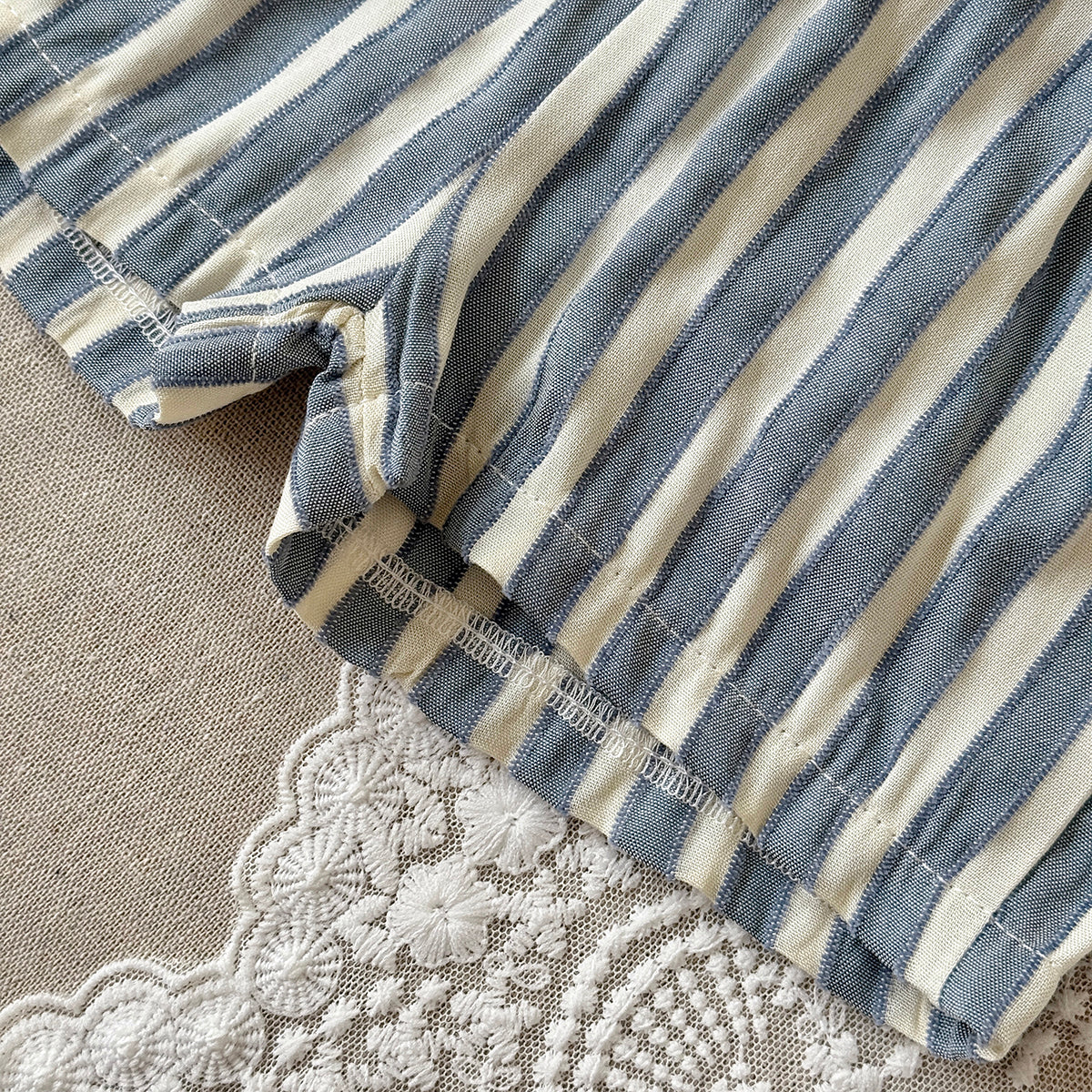 Baby Muslin 2Pcs Set Embroidered Bird Shirt & Striped Shorts