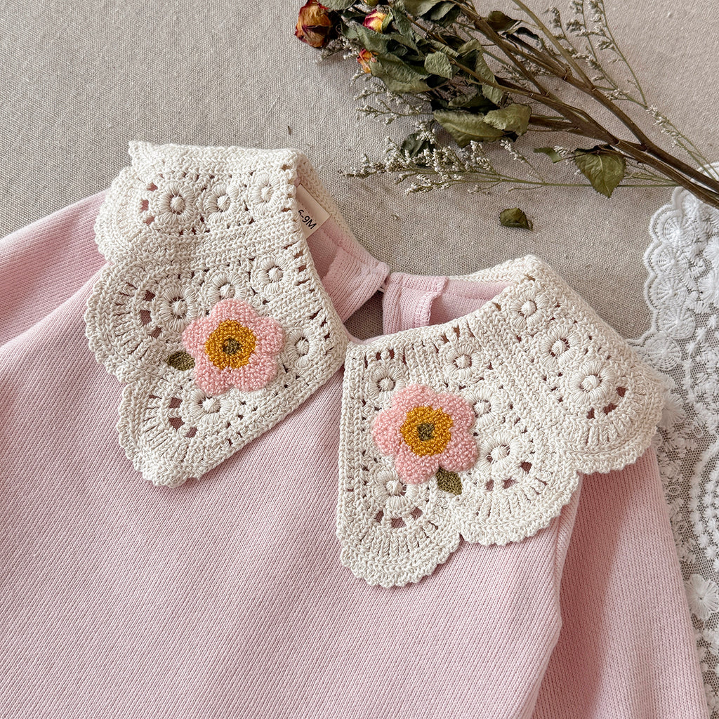 Baby girl Peter Pan collar floral print long sleeved pants set
