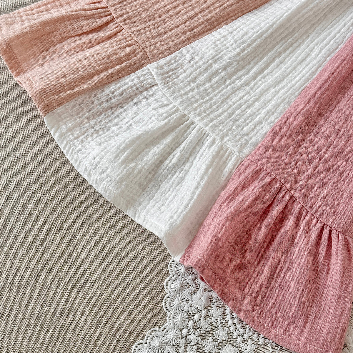 Color Block Muslin Baby Girl Sleeveless Dress