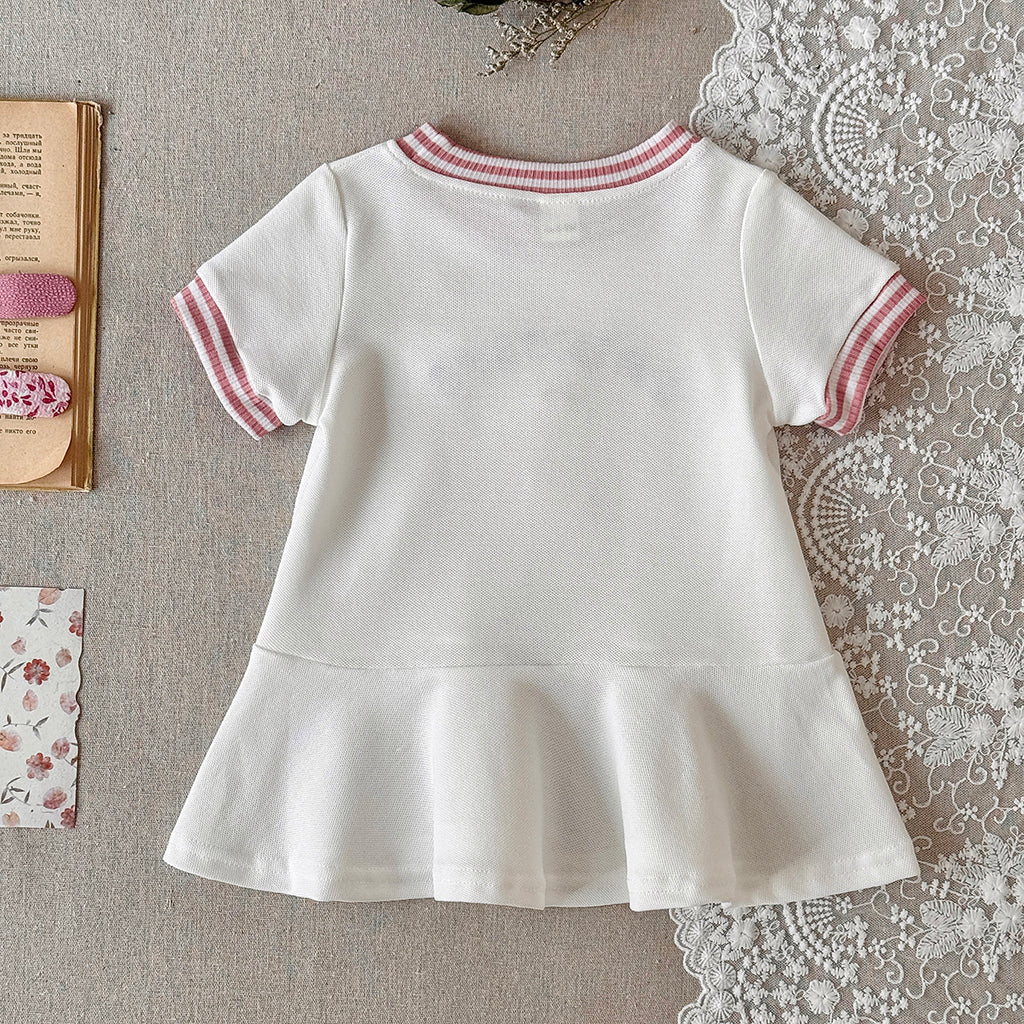 Baby Girl 1st Birthday Princess Ruffle Hem Short Sleeve Dress