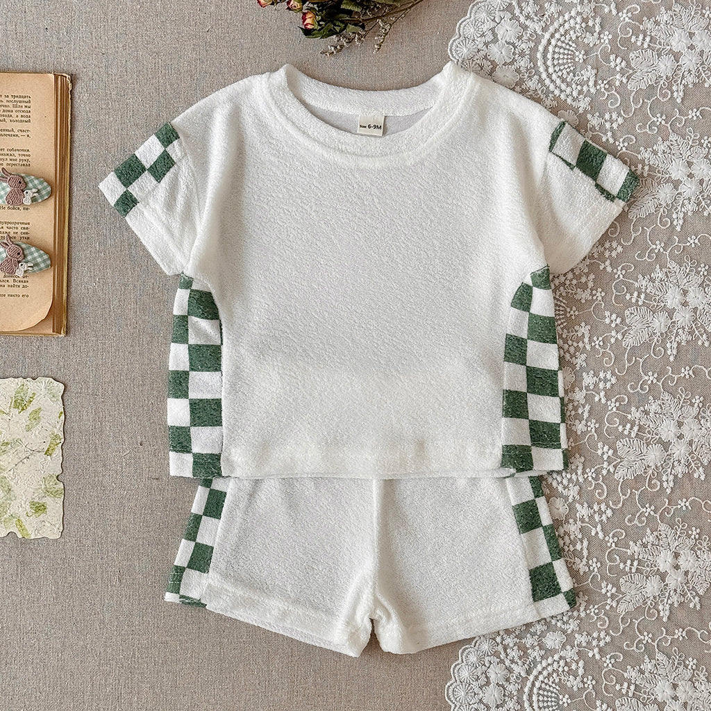 Baby Checkerboard 2Pc Outfit, Terry Tee & Shorts