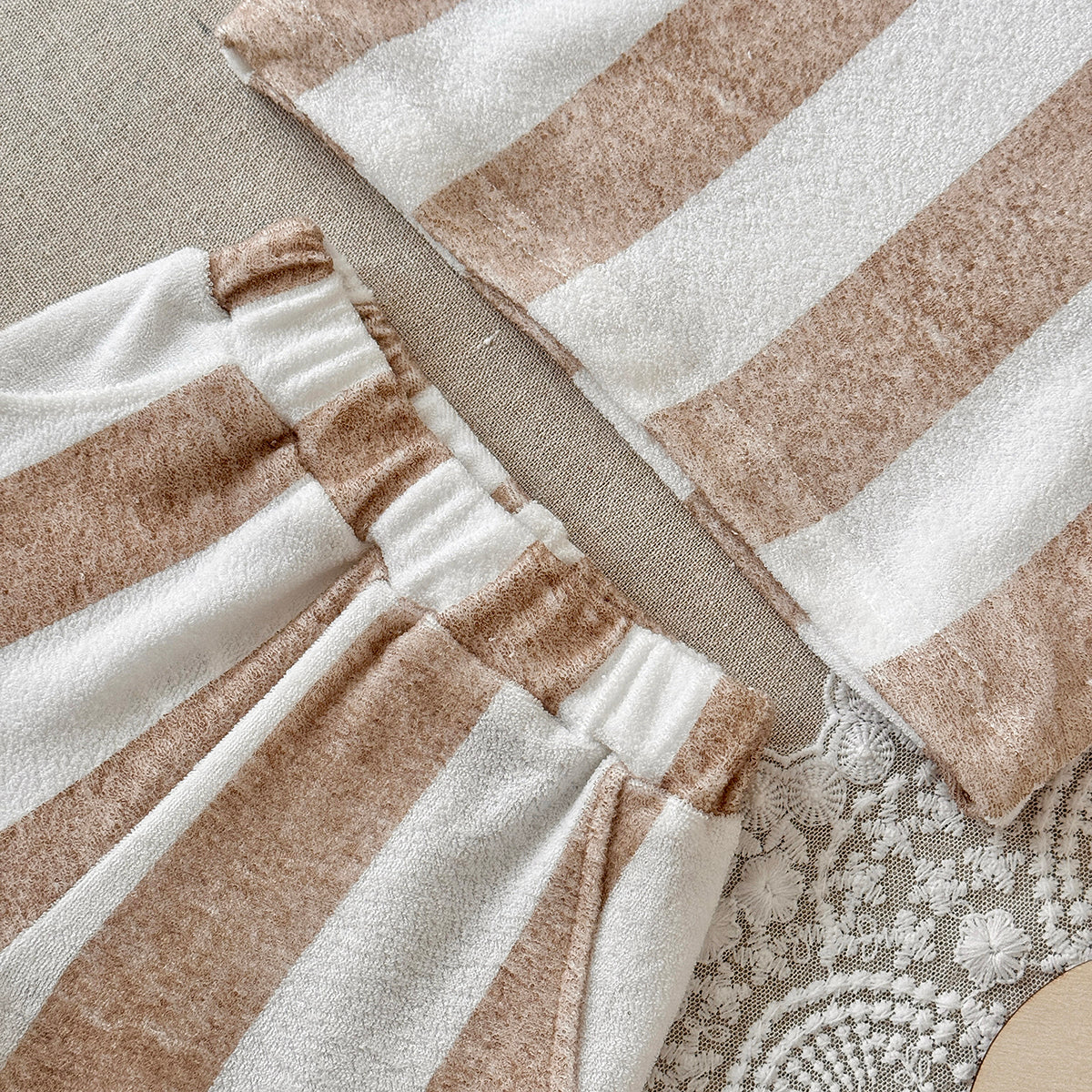 Baby Terry Cloth Striped Tee & Shorts 2Pcs Summer Set