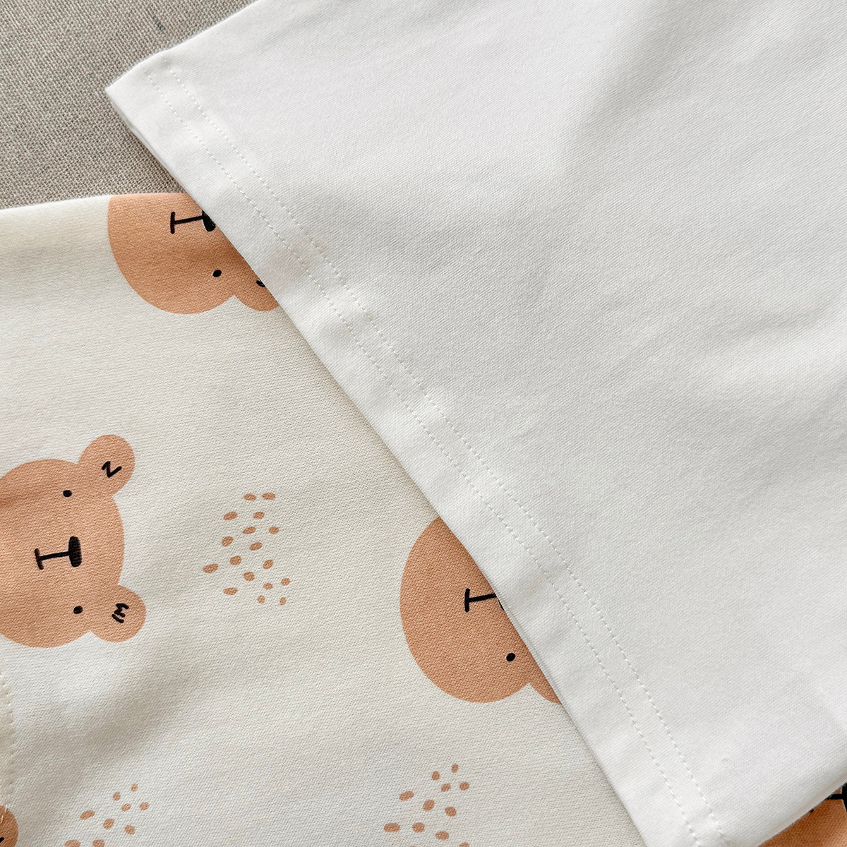 Baby Bear Print Short Overalls & White Tee Set  >