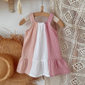 Color Block Muslin Baby Girl Sleeveless Dress