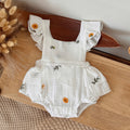 Baby Girl Daisy Embroidered Muslin Ruffle Romper