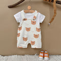 Baby Bear Print Short Overalls & White Tee Set  >