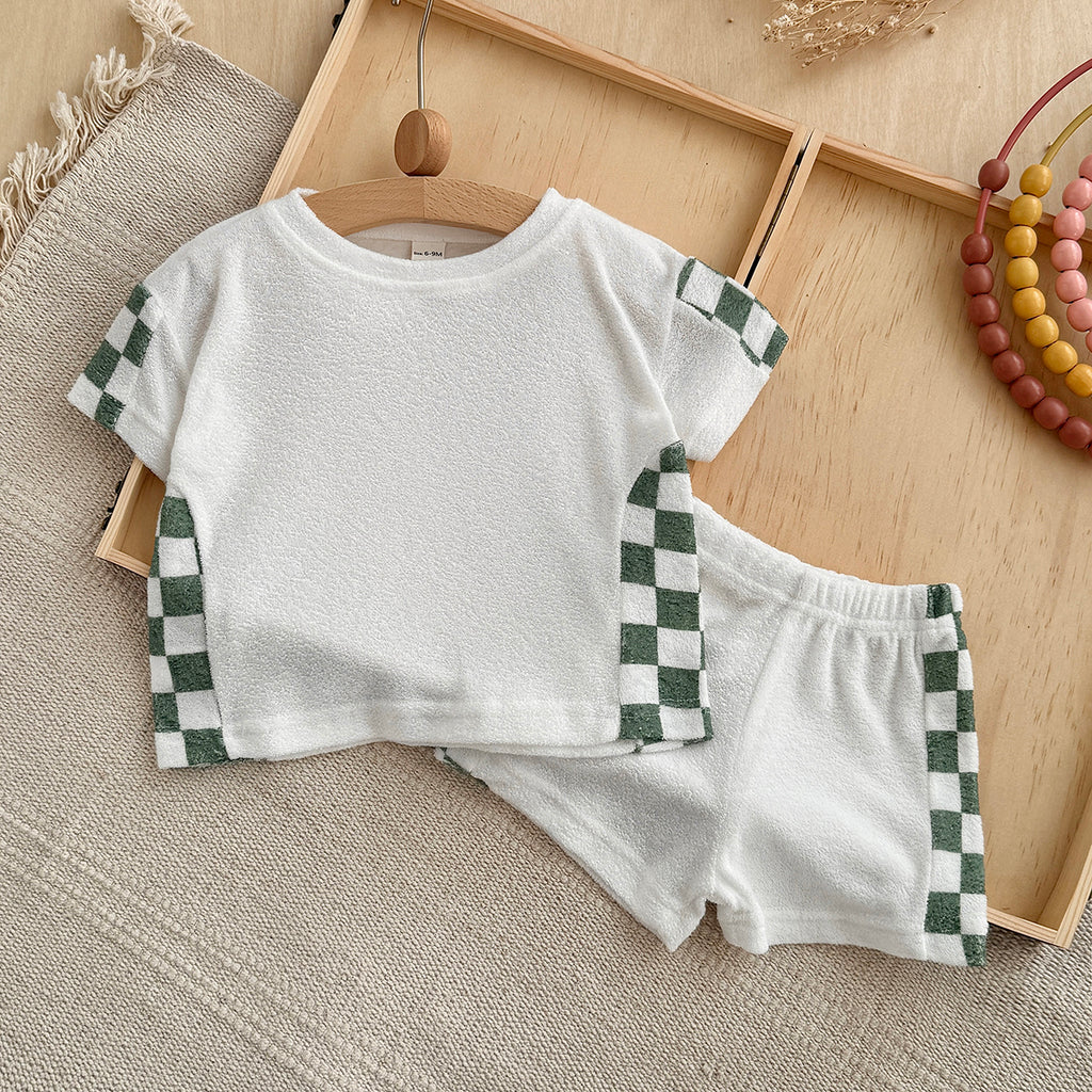 Baby Checkerboard 2Pc Outfit, Terry Tee & Shorts