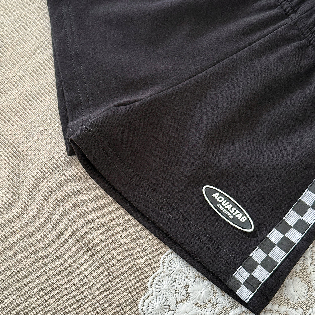 Baby Checkerboard Short Sleeve Hoodie & Shorts 2 Piece Outfit