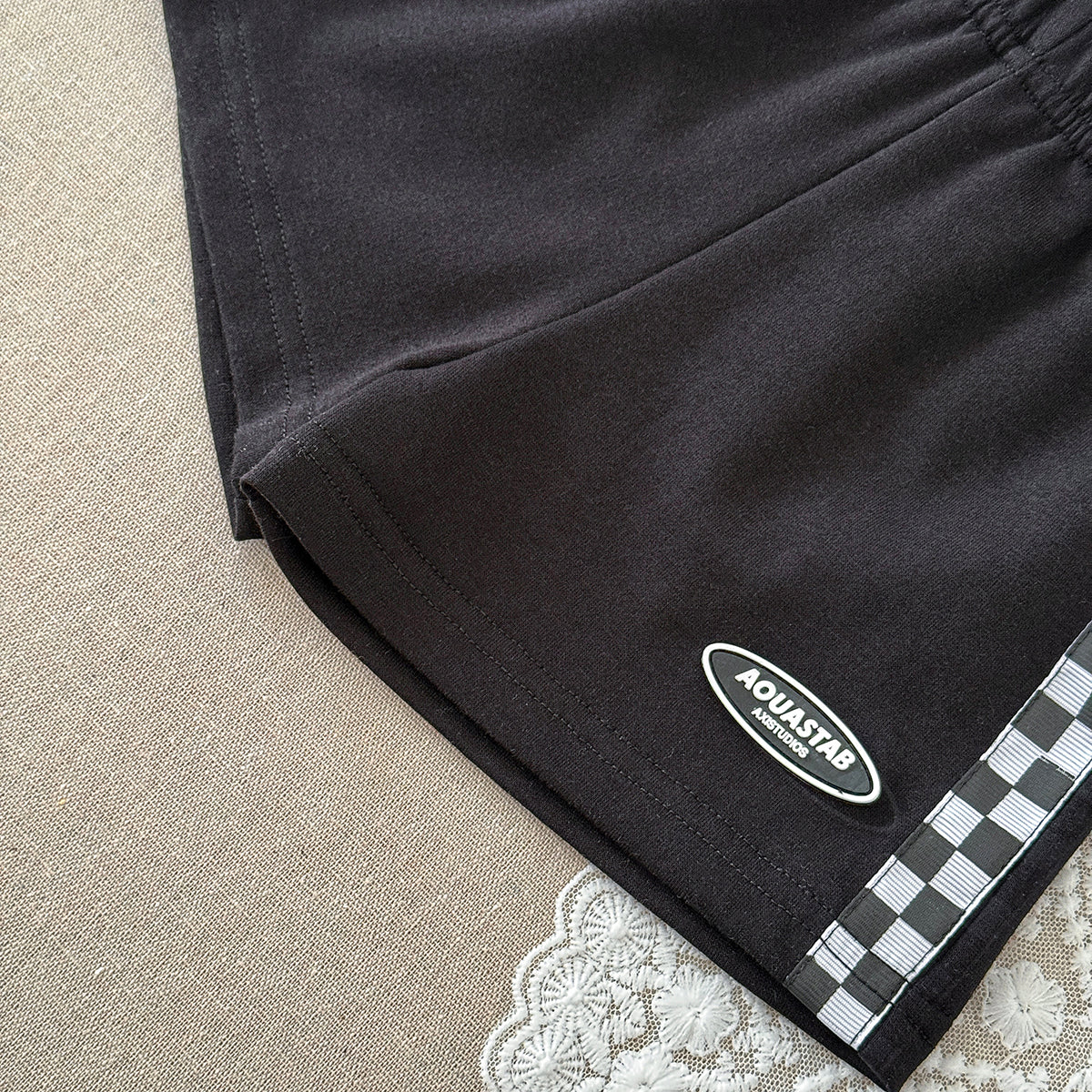 Baby Checkerboard Short Sleeve Hoodie & Shorts 2 Piece Outfit