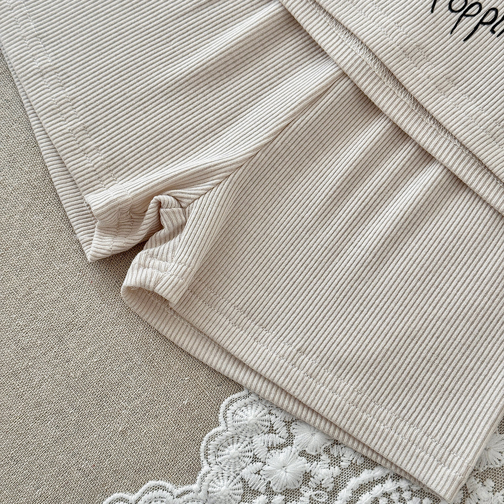 Baby Ribbed Tank Top & Shorts Set, Popcorn Print Outfit