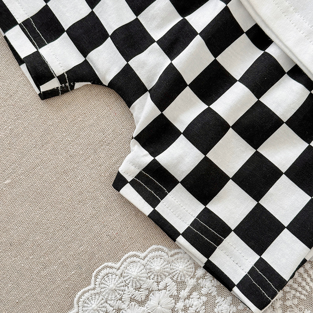 Baby Pocket Short Sleeve T-shirt & Checkerboard Shorts 2 Piece Outfit