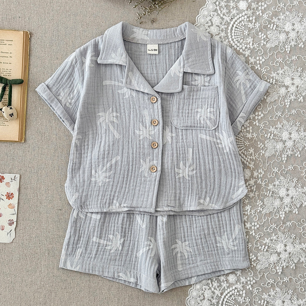Baby Tropical Palm Tree Muslin Summer Two-Piece Set