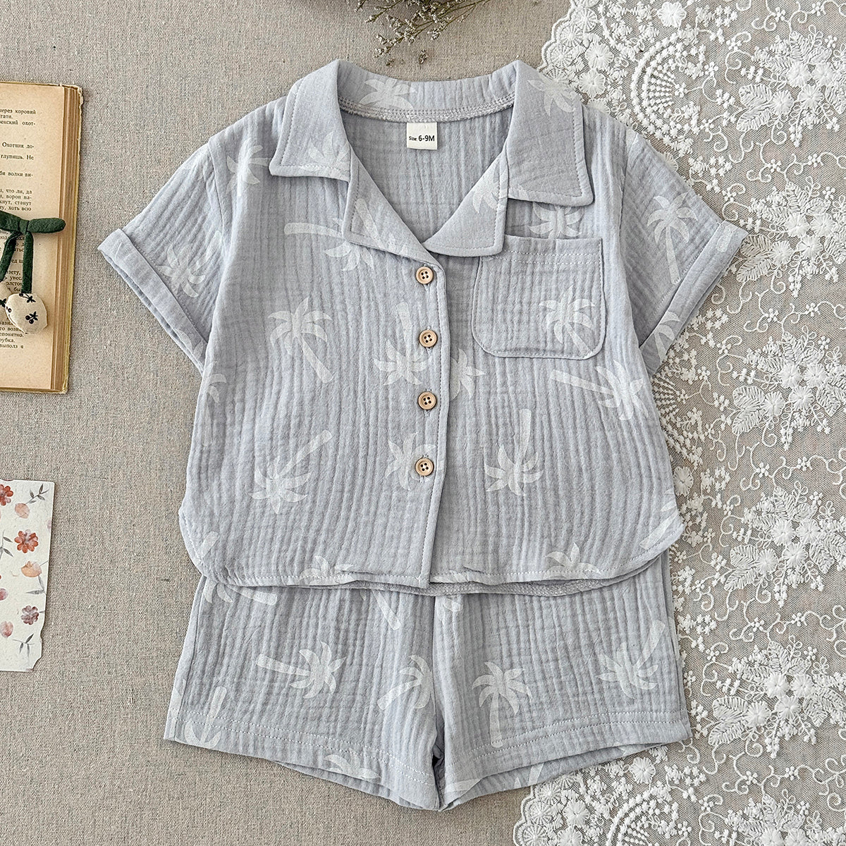 Baby Tropical Palm Tree Muslin Summer Two-Piece Set