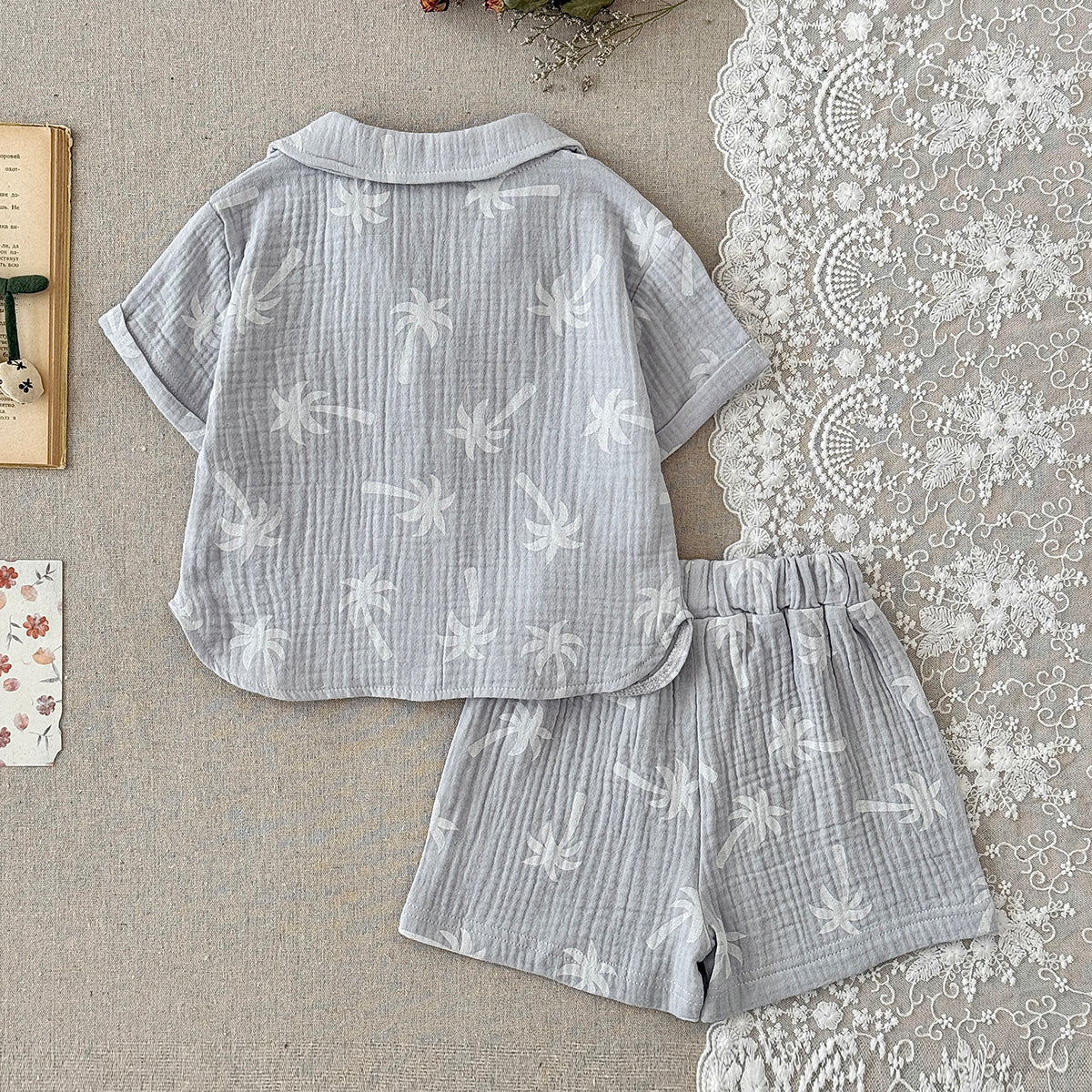 Baby Tropical Palm Tree Muslin Summer Two-Piece Set