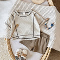 Baby Waffle Knit Contrast Stitch Short Sleeve Tee & Shorts Set