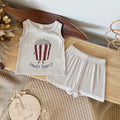 Baby Ribbed Tank Top & Shorts Set, Popcorn Print Outfit