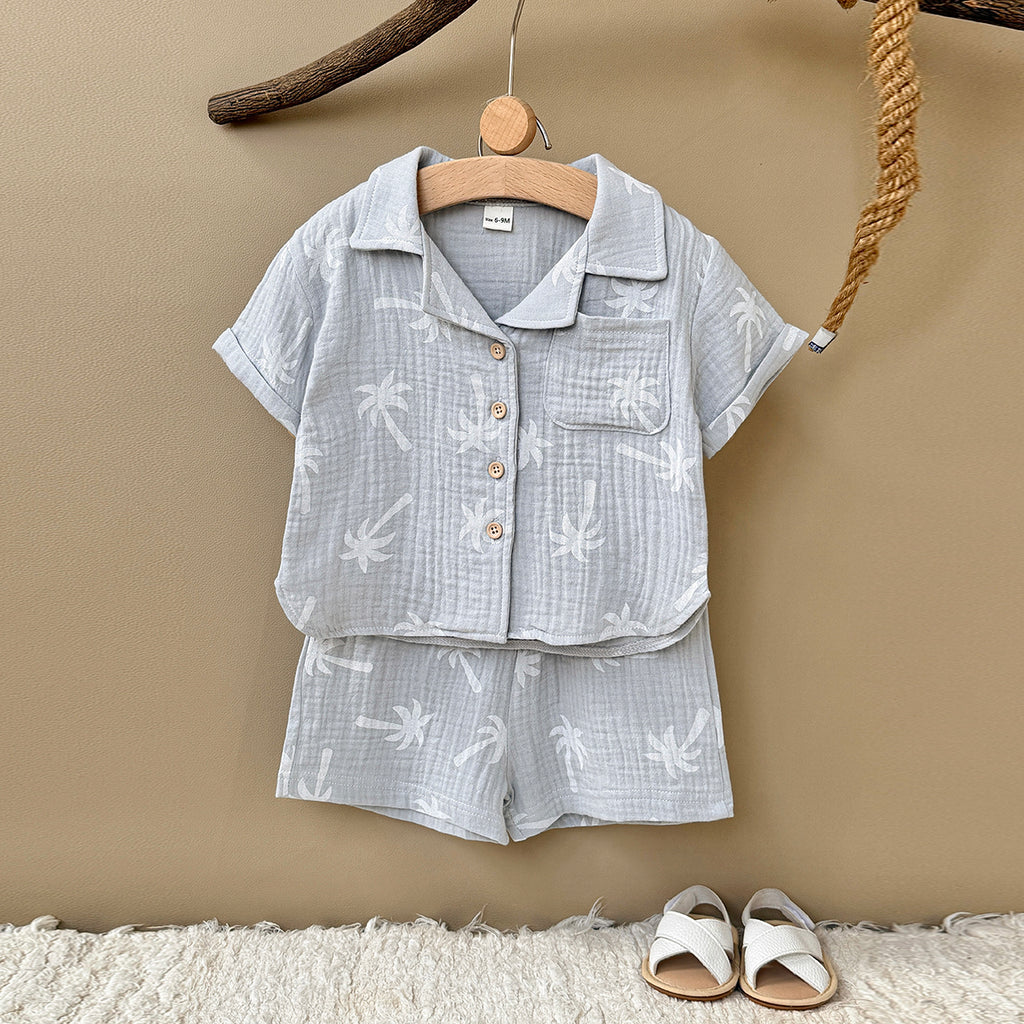 Baby Tropical Palm Tree Muslin Summer Two-Piece Set