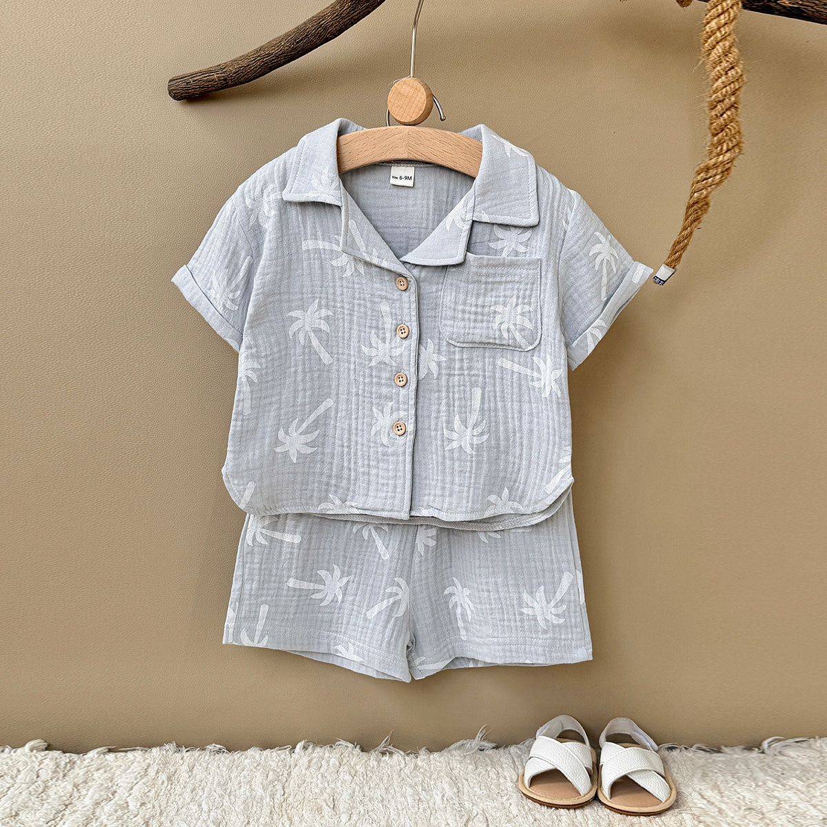 Baby Tropical Palm Tree Muslin Summer Two-Piece Set