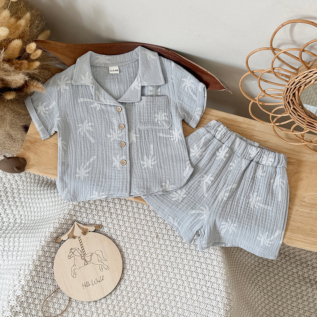 Baby Tropical Palm Tree Muslin Summer Two-Piece Set