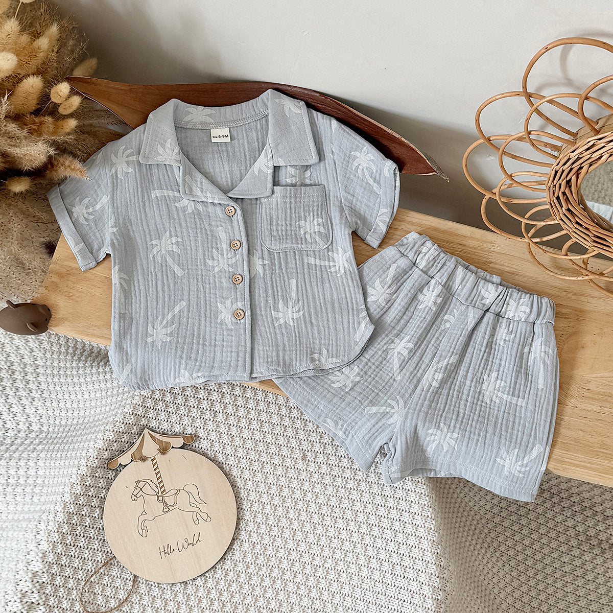 Baby Tropical Palm Tree Muslin Summer Two-Piece Set