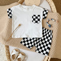 Baby Pocket Short Sleeve T-shirt & Checkerboard Shorts 2 Piece Outfit