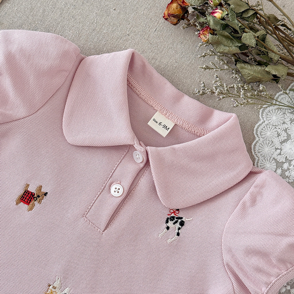Baby Girl Dog Embroidery Skirt Set