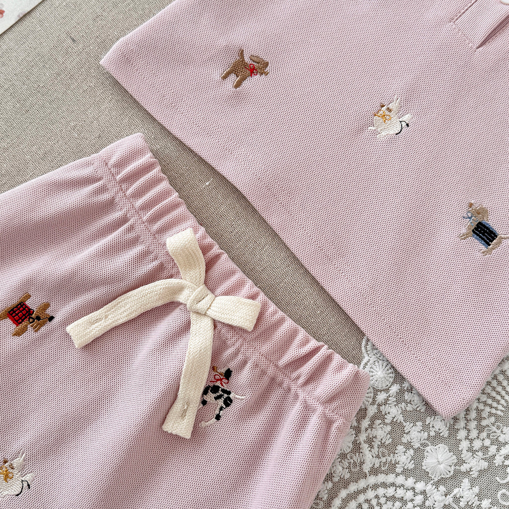Baby Girl Dog Embroidery Skirt Set
