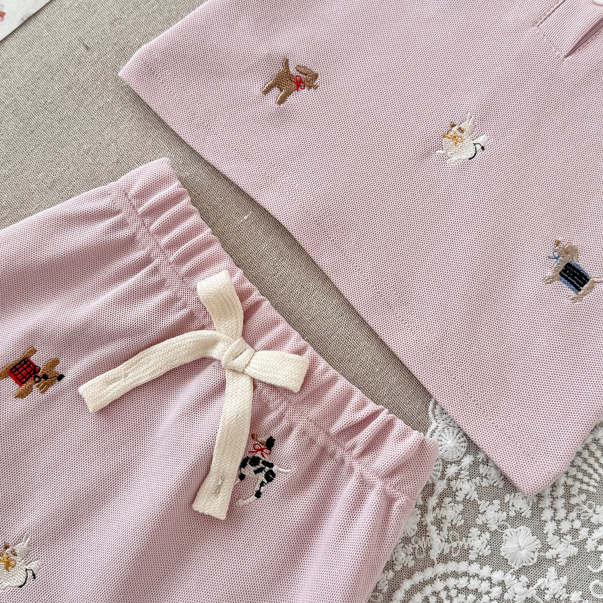 Baby Girl Dog Embroidery Skirt Set