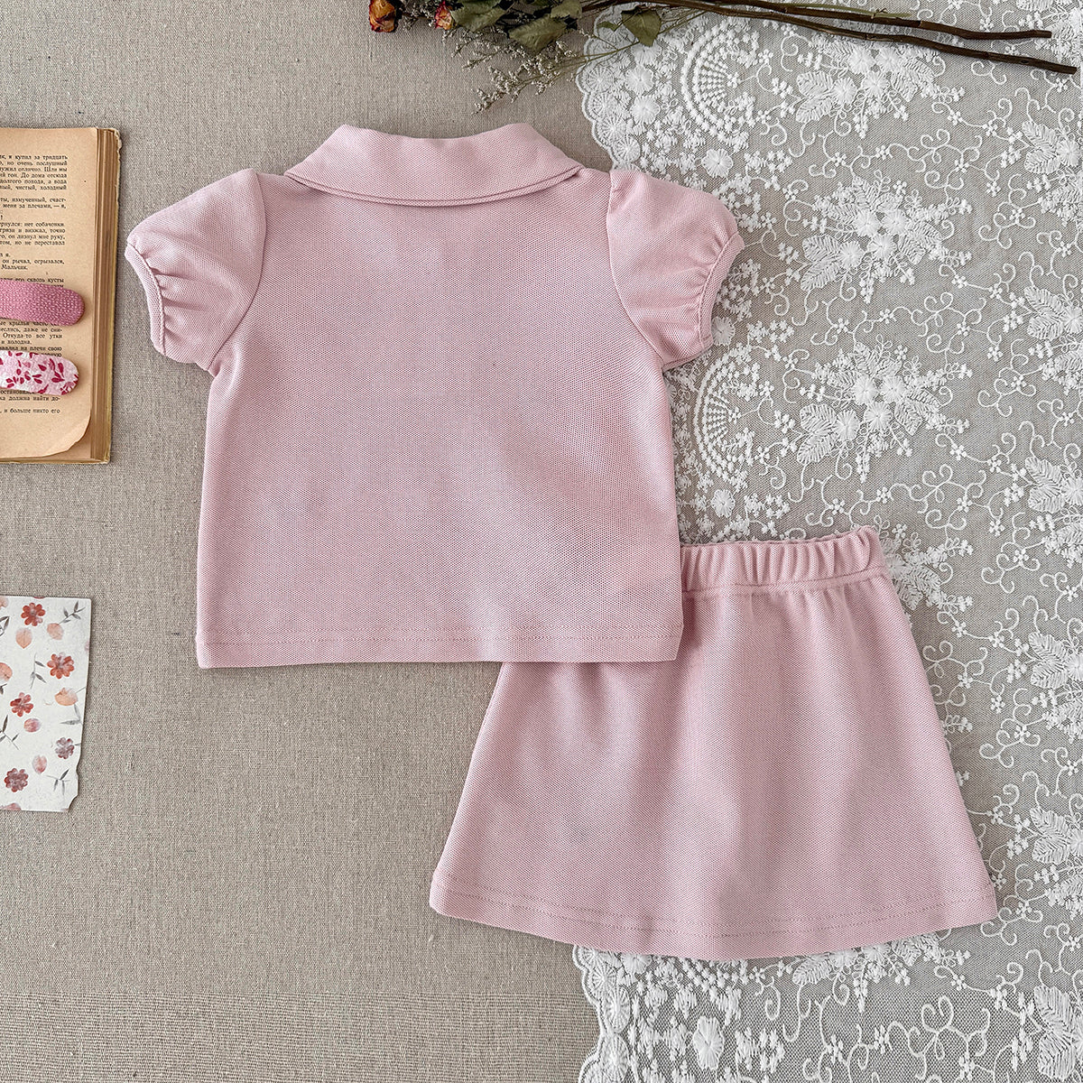 Baby Girl Dog Embroidery Skirt Set