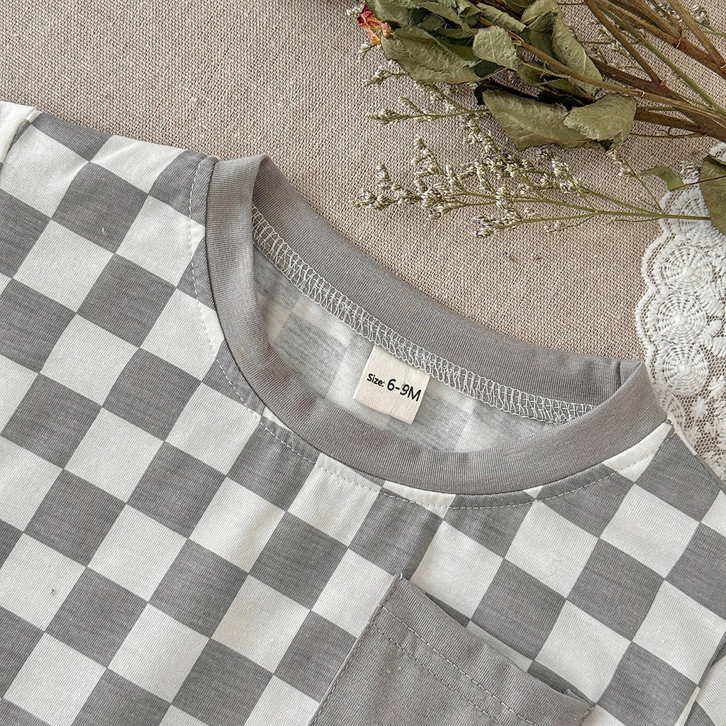 Baby Checkerboard Pocket Tee & Cuffed Shorts Summer Outfit Set
