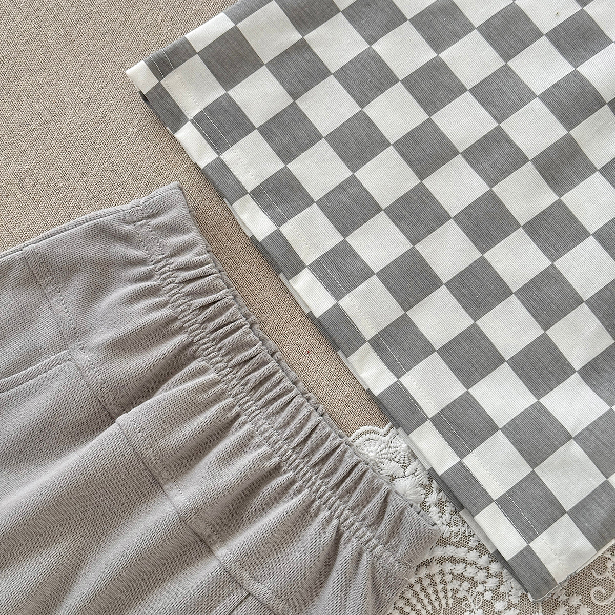 Baby Checkerboard Pocket Tee & Cuffed Shorts Summer Outfit Set