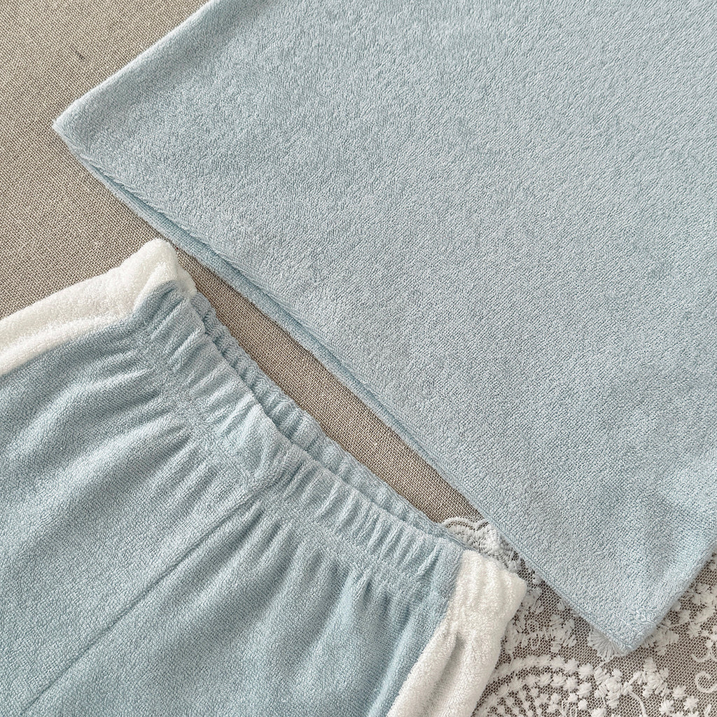 Soft Terry Cloth Baby Short Sleeve Tee & Side Stripe Shorts