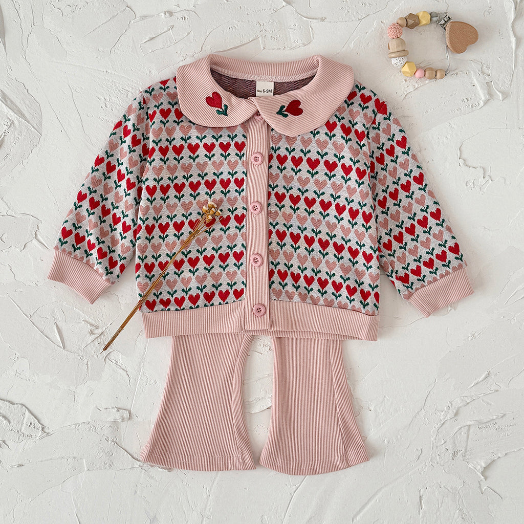 Baby girl flower long sleeved pants set