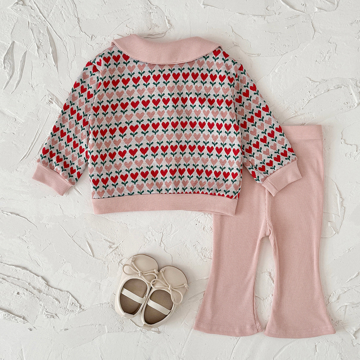 Baby girl flower long sleeved pants set