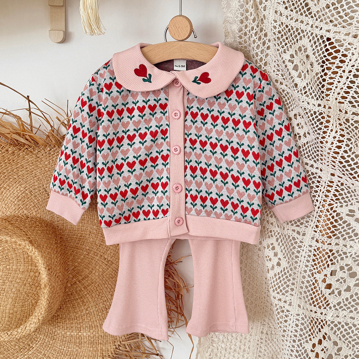 Baby girl flower long sleeved pants set