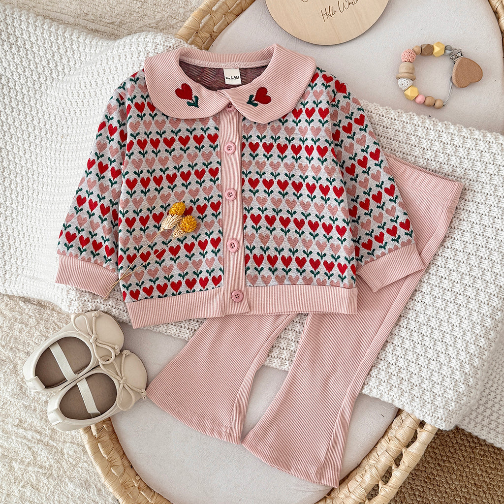 Baby girl flower long sleeved pants set