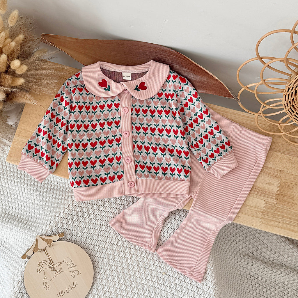 Baby girl flower long sleeved pants set