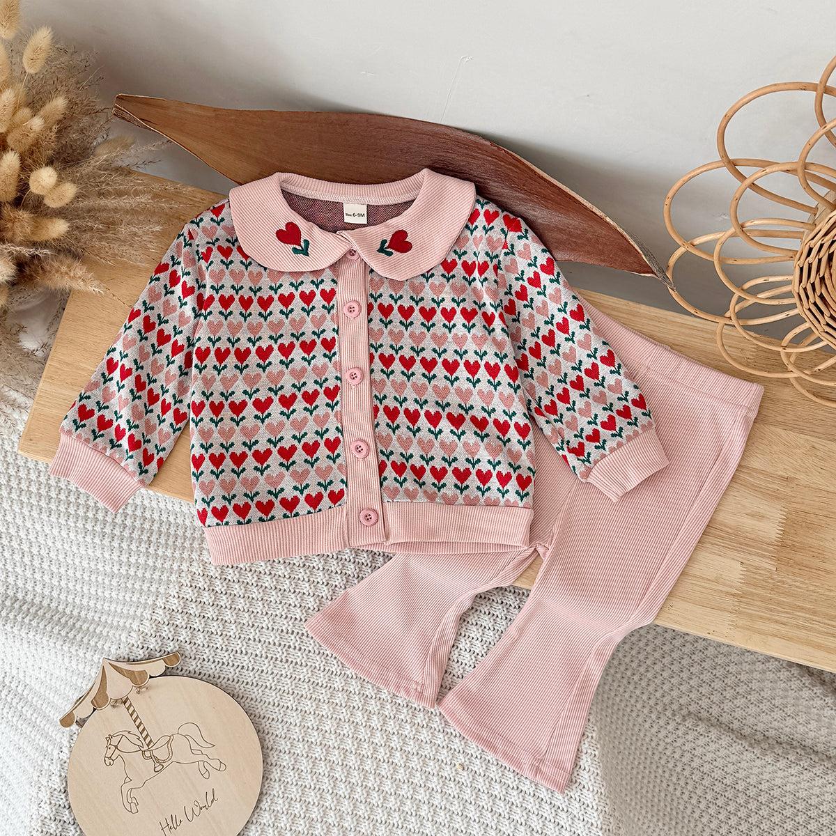 Baby girl flower long sleeved pants set