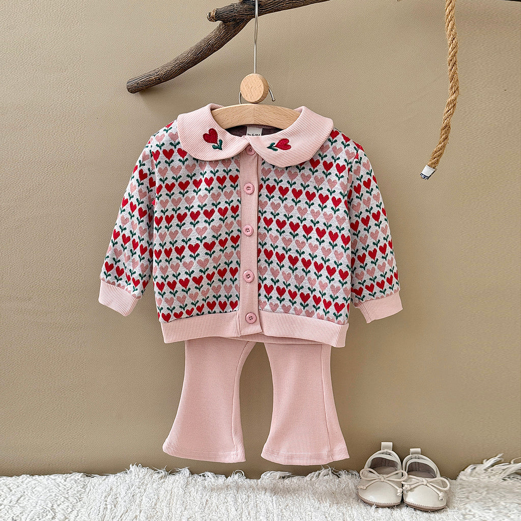 Baby girl flower long sleeved pants set
