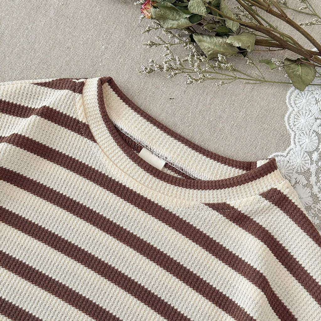 Baby Waffle Striped Tee & Shorts 2 Piece Summer Outfit
