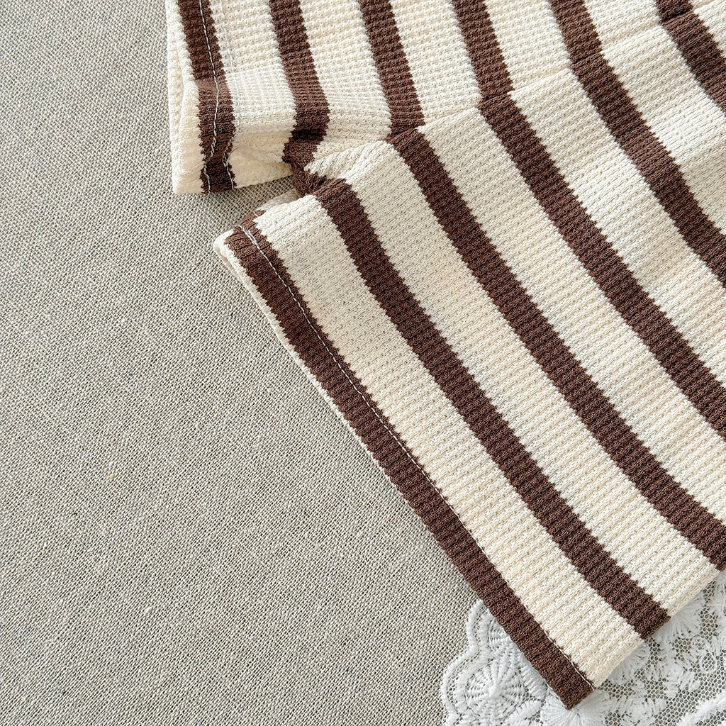 Baby Waffle Striped Tee & Shorts 2 Piece Summer Outfit