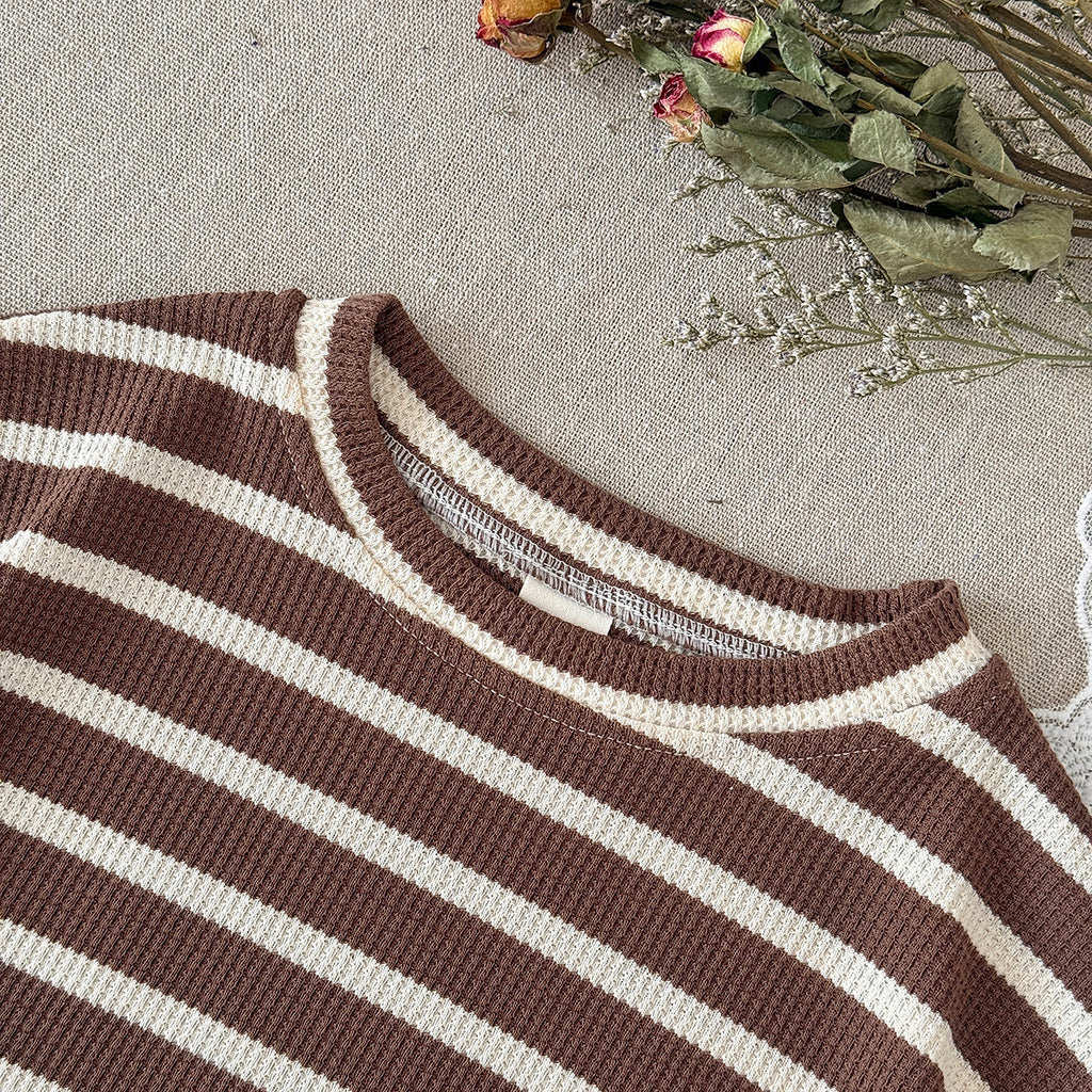 Baby Waffle Striped Tee & Shorts 2 Piece Summer Outfit