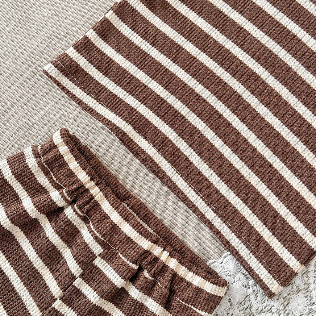 Baby Waffle Striped Tee & Shorts 2 Piece Summer Outfit