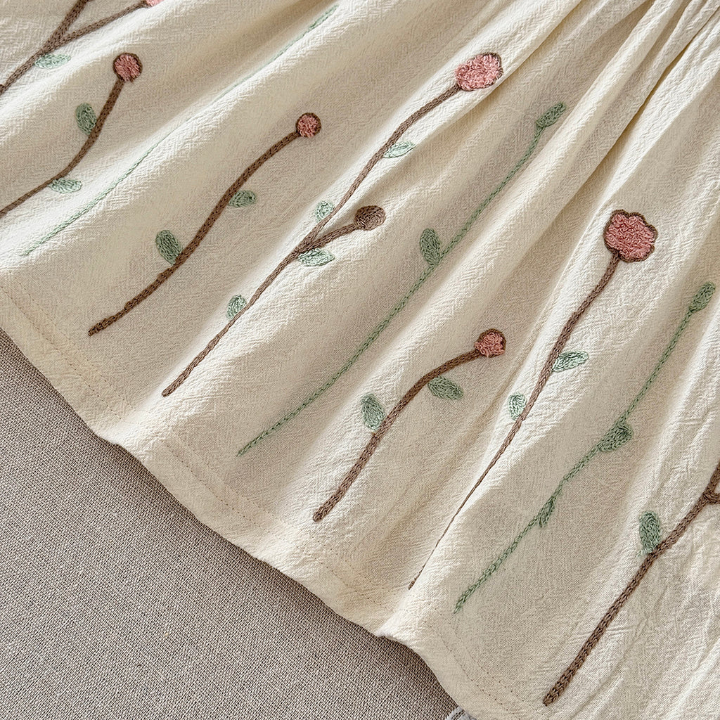Floral Embroidery Peter Pan Collar Baby Girl Dress