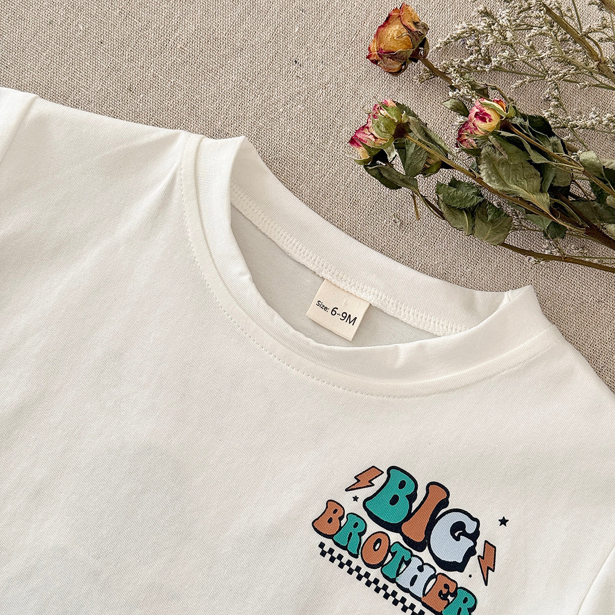Baby Big Brother Graphic Tee & Checkerboard Shorts Summer Outfit Set