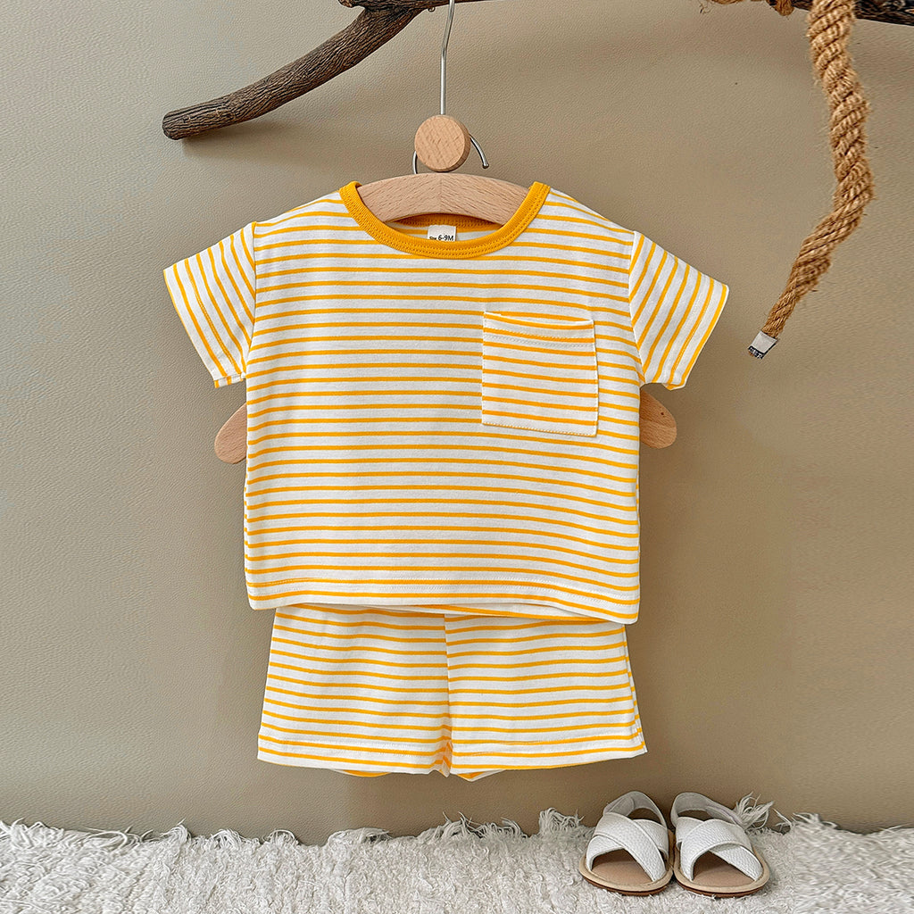 Toddler Striped Short Sleeve Tee & Shorts Set