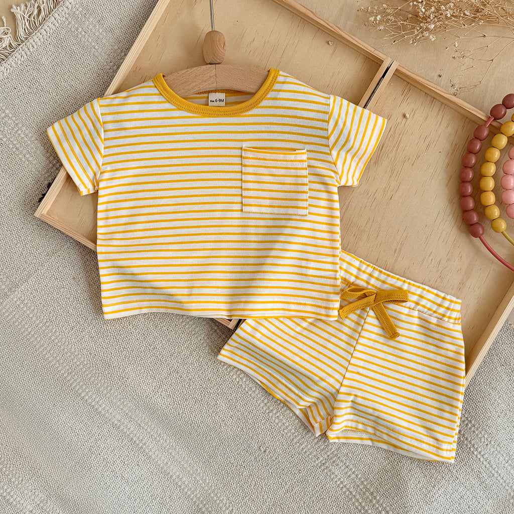 Toddler Striped Short Sleeve Tee & Shorts Set
