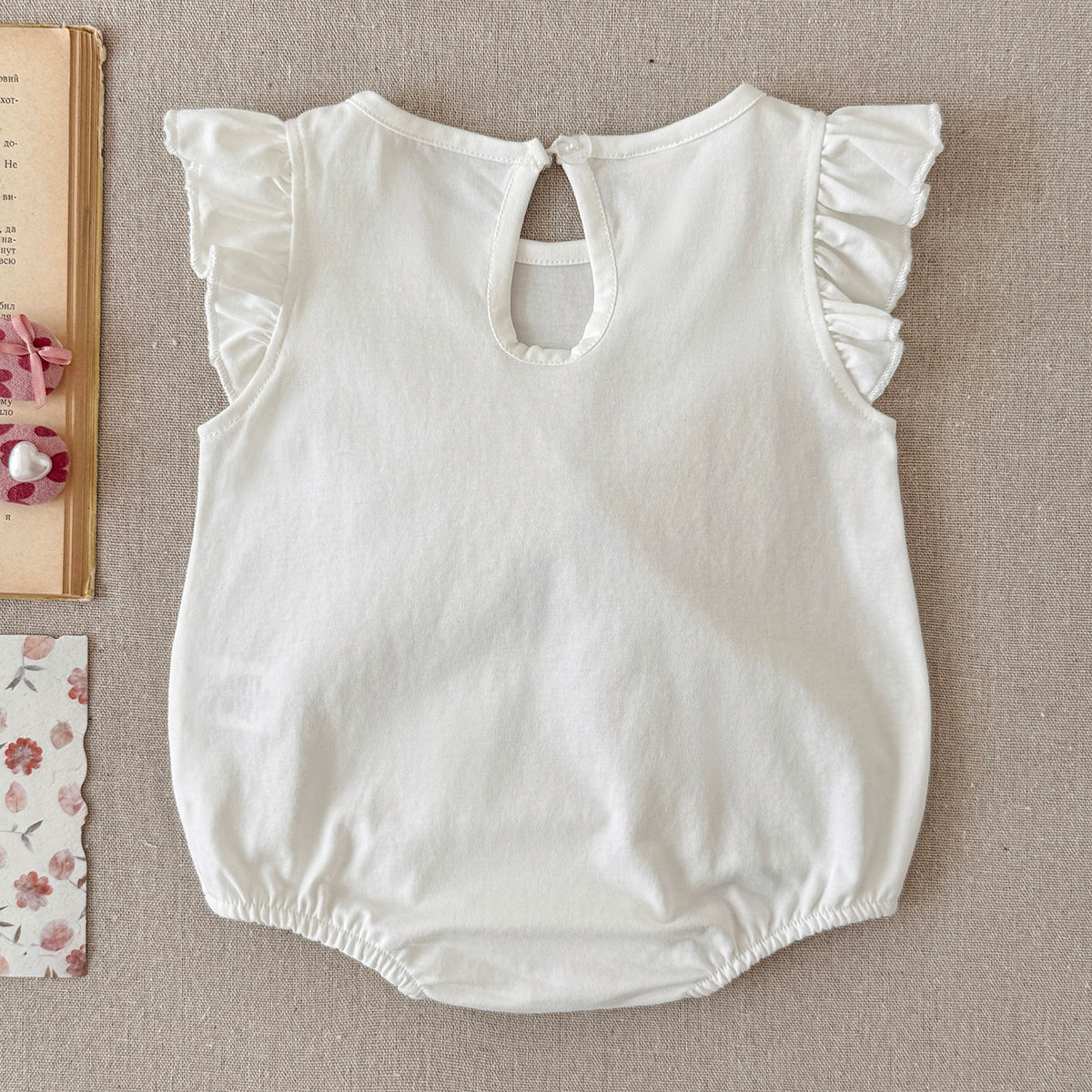 Baby Girl Ruffle Sleeve Bodysuit with Pink Big Bow